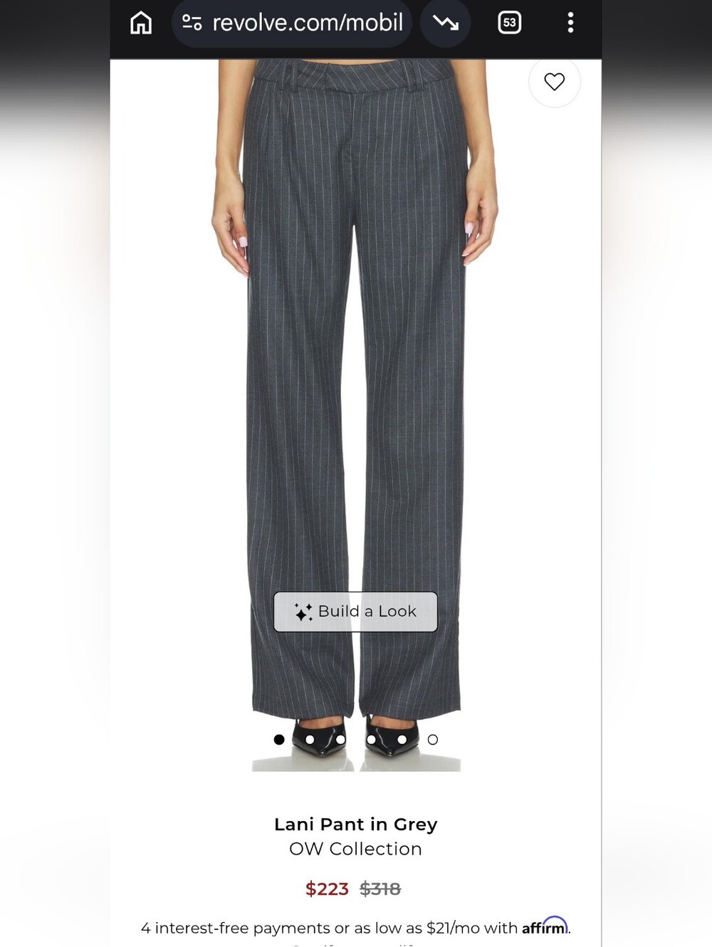 OW Collection Lani Wide-Leg Pinstripe Pants in Grey
